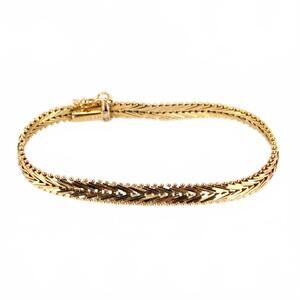 Vintage Imperial 14k Yellow Gold Mesh Chevron Pattern Link Bracelet 6.25"